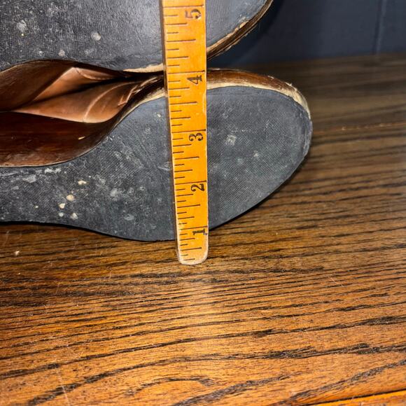 Bed|Stu Women’s 7 Tan Leather Woven Wedge Ankle Boots Boho Artisan Style - Picture 6 of 9